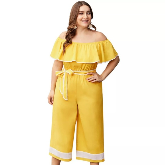 yellow wide leg jumpsuit